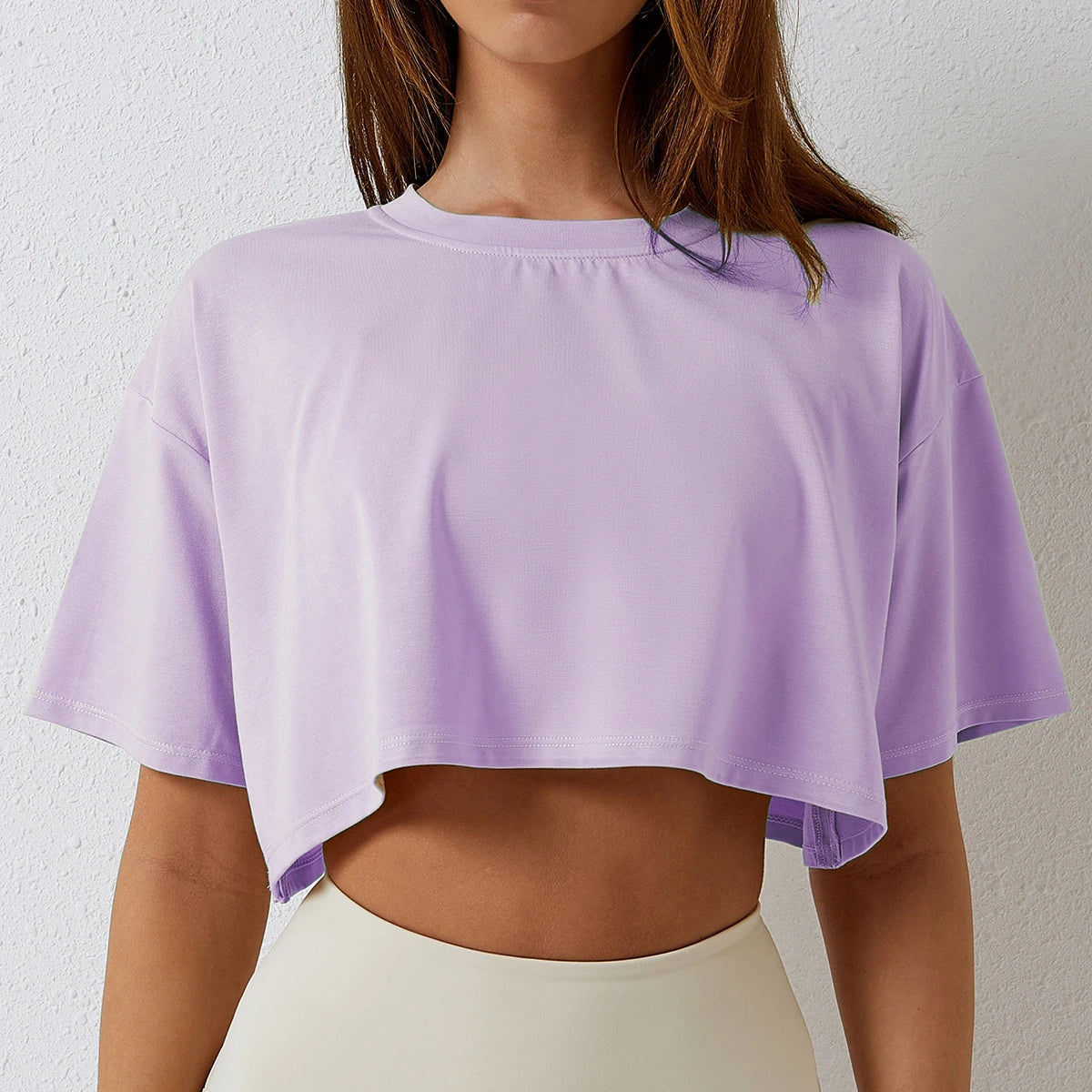 Cotton Women Short Sleeve Dance Running Clothes Yoga Fitness Crop Top Navel Baring New Sport T-shirt Loose Gym Workout Shirts Quick Pick Grocers